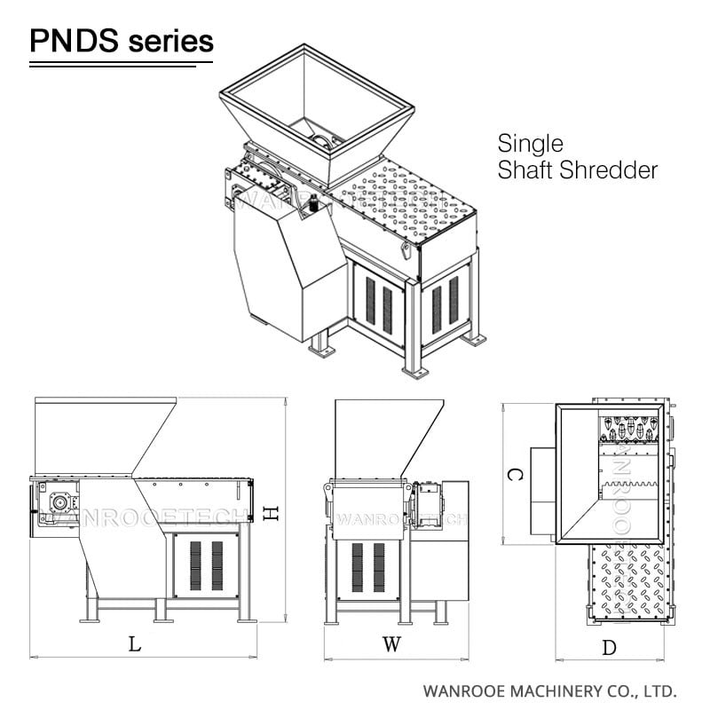 Plastic Pipe Shredder, Plastic Profile Shredder, PVC Shredder Machine, Window Profile Shredder, Plastic Shredder