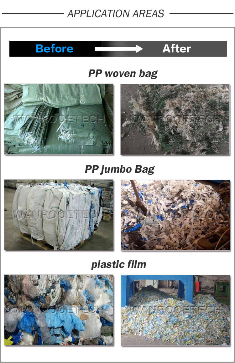 Plastic Bag Shredder, Woven Bag Shredder, Jumbo Bag Shredder, Single Shaft Shredder, Plastic Shredder