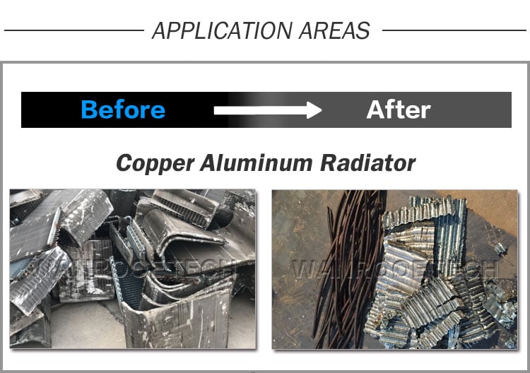 radiator recycling machine, radiator separator machine, AC radiator recycling machine, scrap radiator recycling machine, radiator separator machine