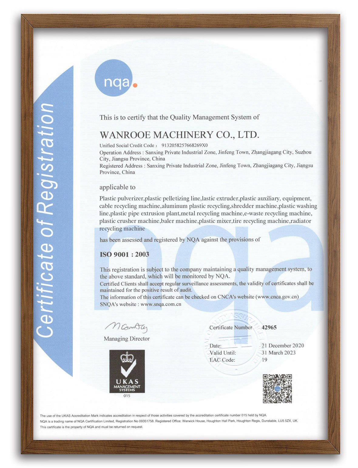 WANROOE National Quality Assurance