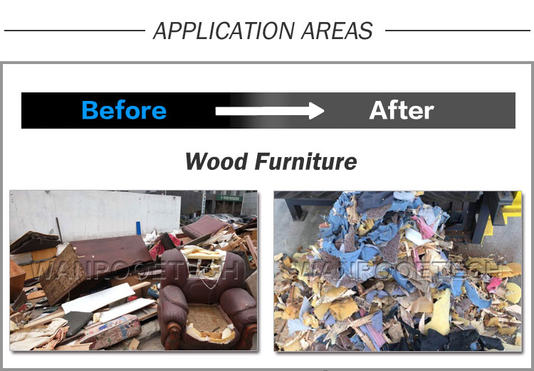 Waste Sofa Chair Wood Furniture Shredder Machine Application