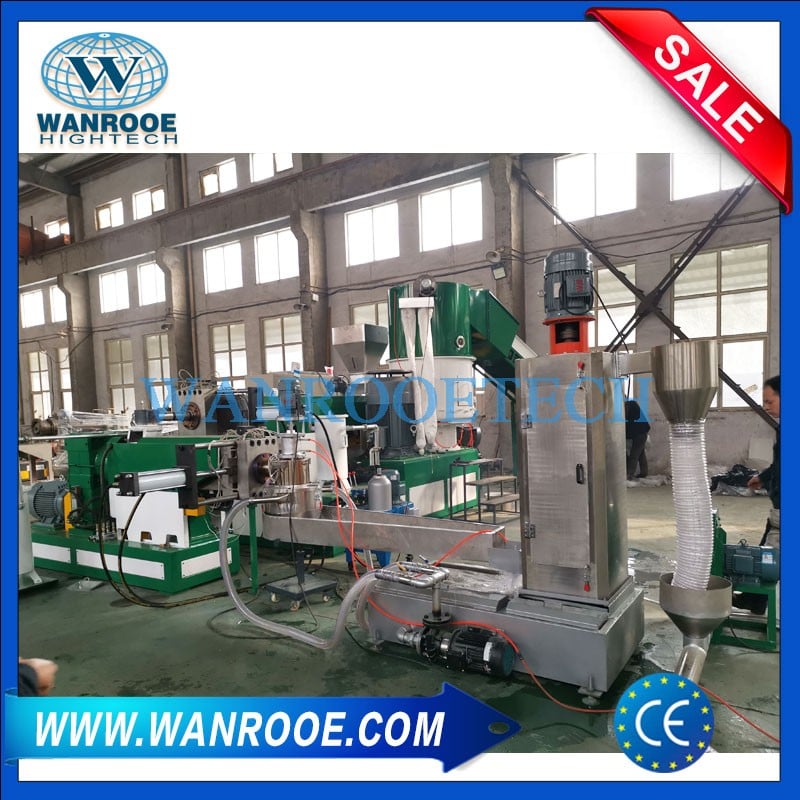 PP PE Film Compactor Double Stage Extruder Plastic Pelletizing Line