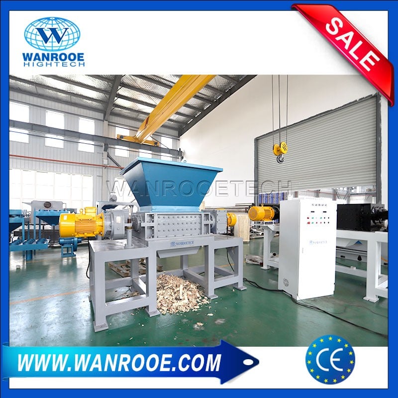 Industrial Wood Recycling Machine Double Shafts Wood Tray Shredder Machine