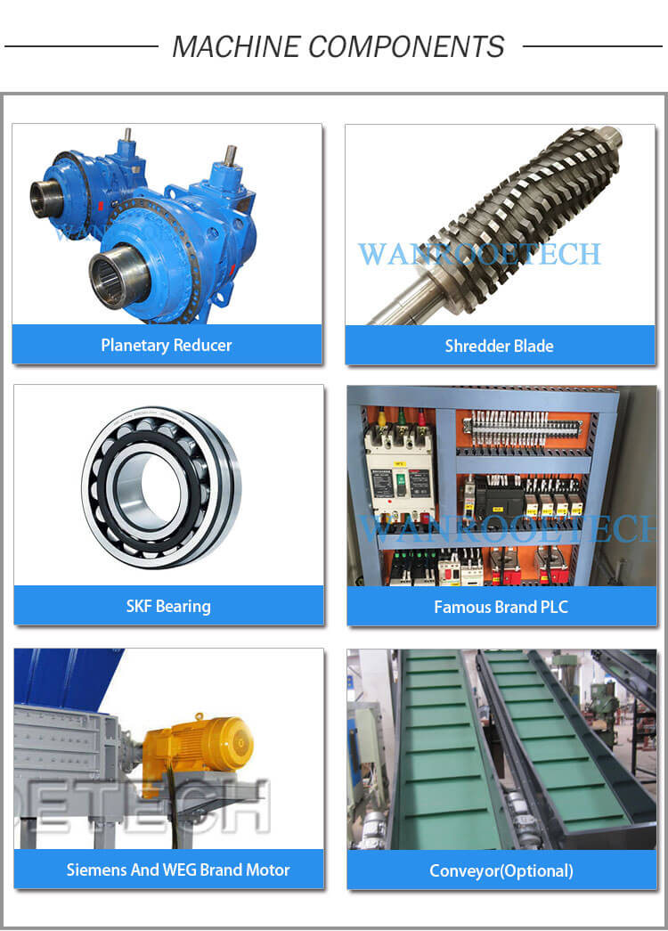 Двойной измельчитель валов, двухшнековый измельчитель, Двойной вал Промышленные измельчители, Тяжелый шредер, Уничтожитель древесиныКомпоненты